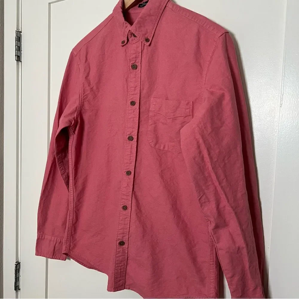 J Crew Shirt Mens Small Pink Slim Untucked Garment Dye Button Down Long Sleeve